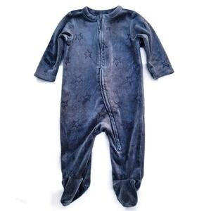 Old Navy Grey Velour Star Print Footie Zip Romper Size 3-6m Boys Girls Sleeper